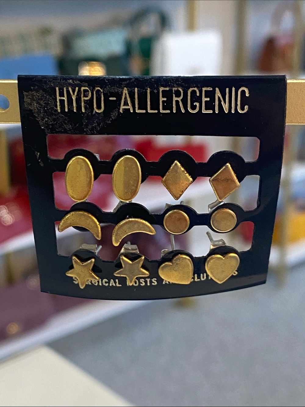 Gold Tone Hypo-Allergenic Stud Earring Set - 6 Pairs